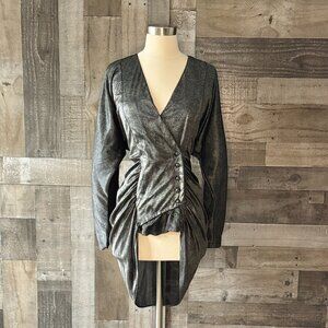 Black silver snakeskin button up jacket small whimsigoth costume festival boho